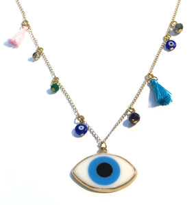 Eye necklace with charms